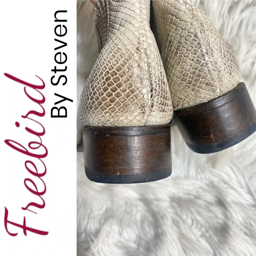 Freebird by Steven Lasso Leather‎ Snakeskin Chelsea Western Booties Women's 6